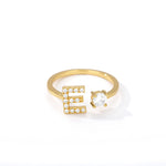 Load image into Gallery viewer, Adjustable Crystal Initial Ring
