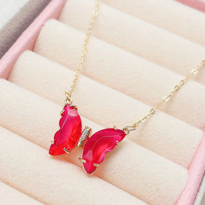 Colorful Crystal Butterfly Necklace