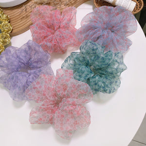 Oversized Organza Floral Scrunchie