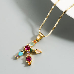 Colorful Crystal Initial Necklace