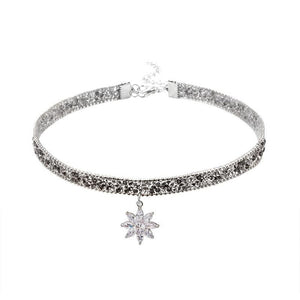 Crystal Flower Pendant Choker