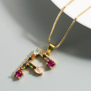 Colorful Crystal Initial Necklace