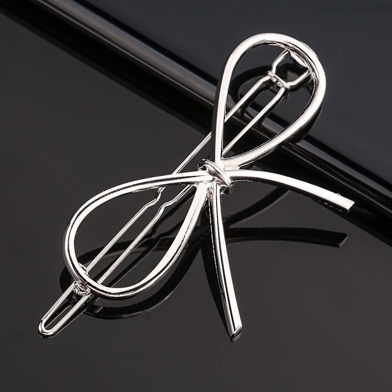 Silver Metal Geometric Hairpin