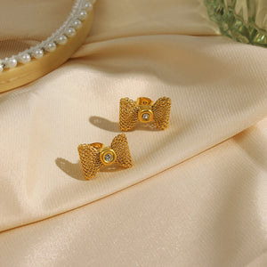 Crystal Woven Bowknot Stud Earrings