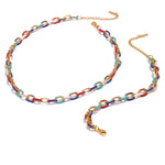 Load image into Gallery viewer, Rainbow Enamel Chain Necklace &amp; Bracelet
