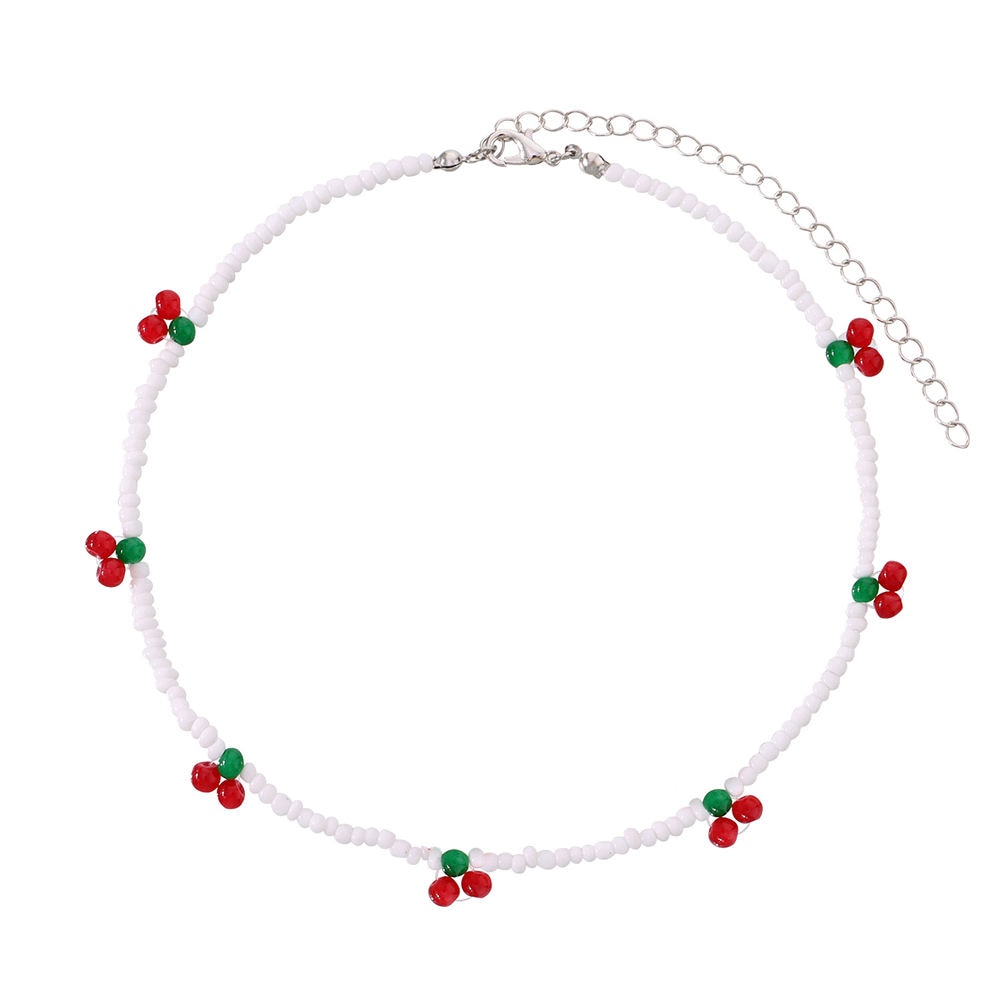 Cherry Beaded Choker Necklace
