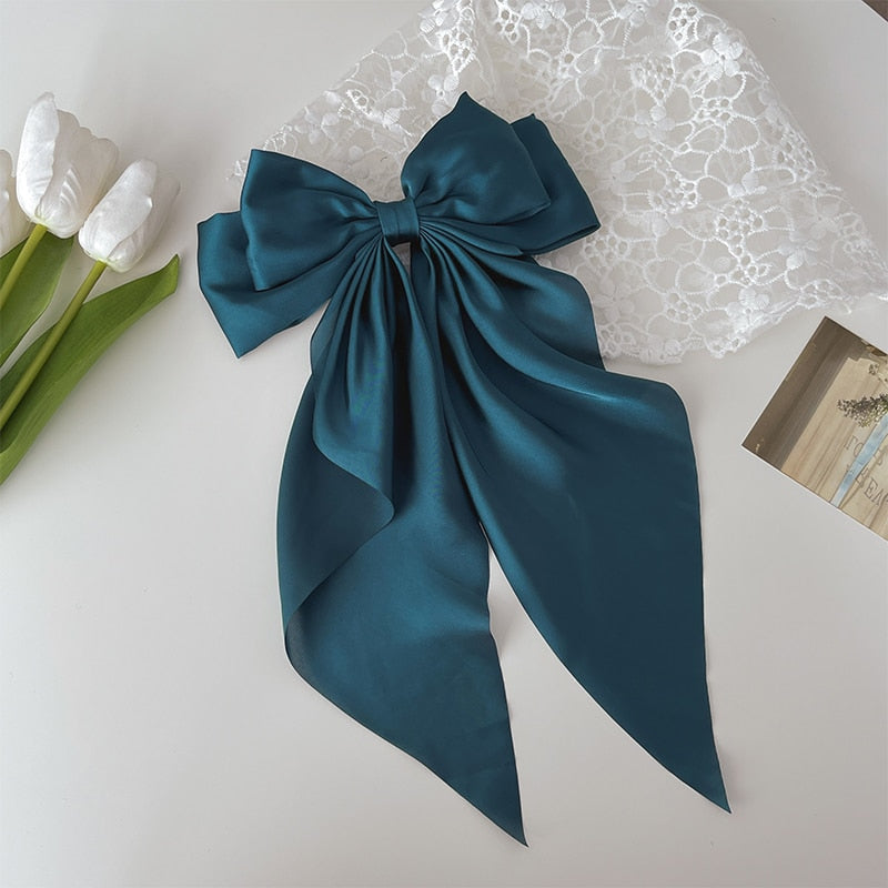 Long Satin Hair Bow