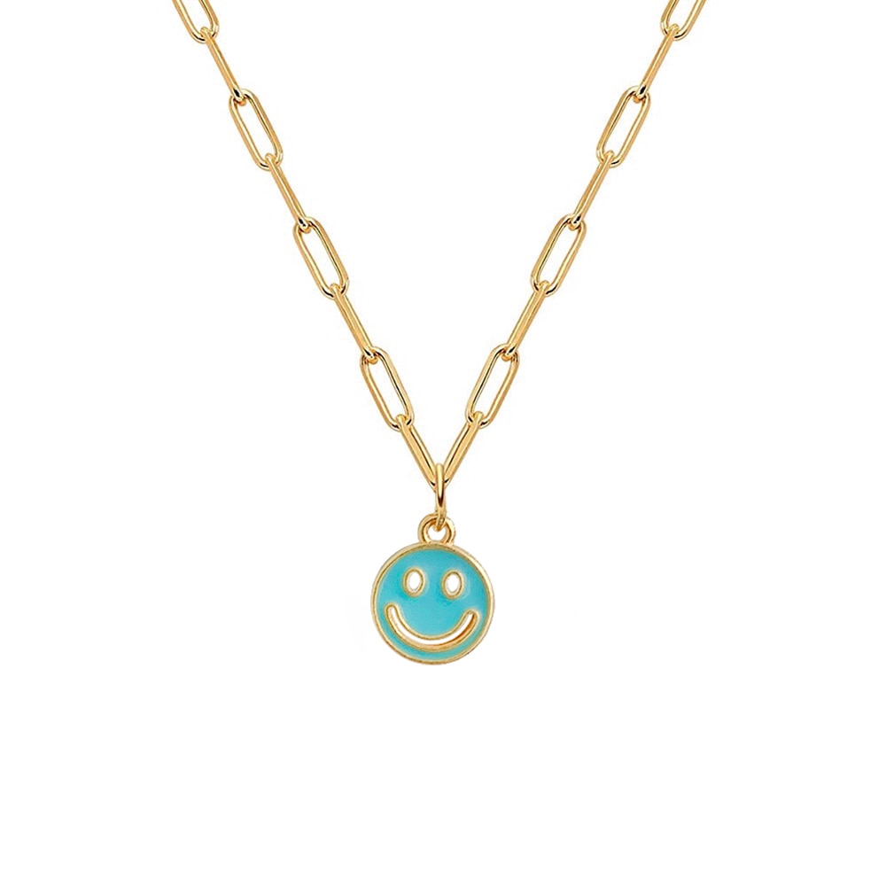 Colorful Smiley Face Pendant Necklace