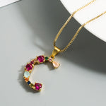 Load image into Gallery viewer, Colorful Crystal Initial Necklace
