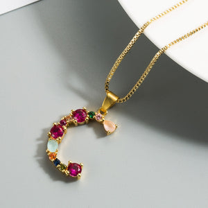Colorful Crystal Initial Necklace