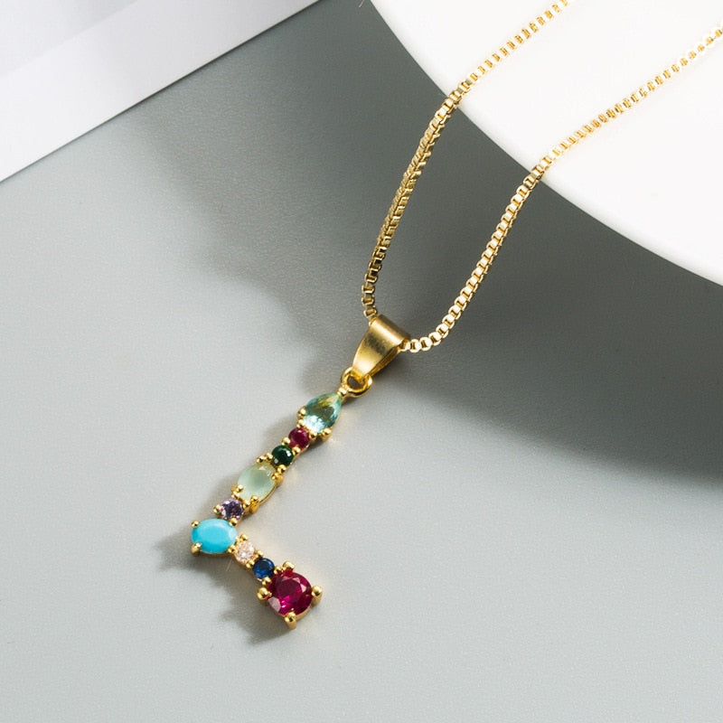 Colorful Crystal Initial Necklace