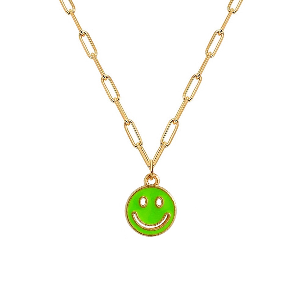 Colorful Smiley Face Pendant Necklace