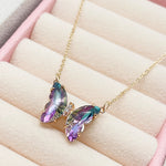 Load image into Gallery viewer, Colorful Crystal Butterfly Necklace
