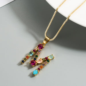 Colorful Crystal Initial Necklace