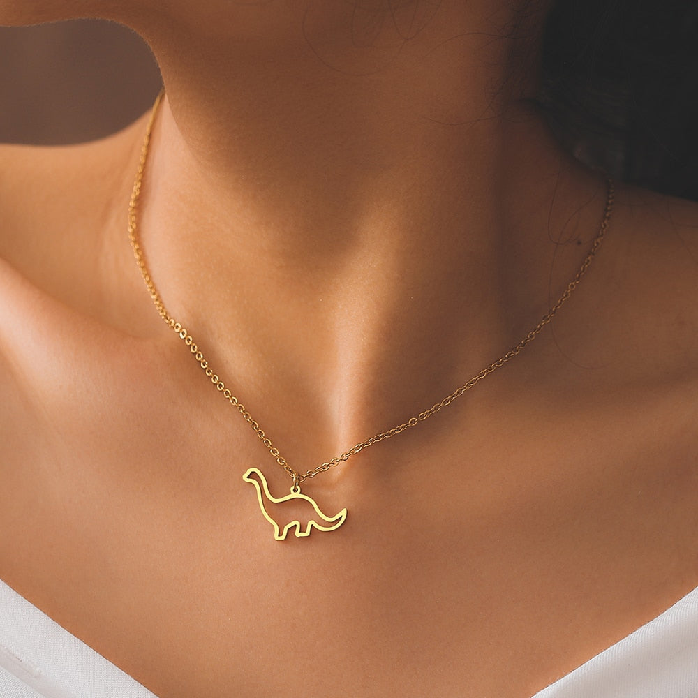 Tiny Dino Dainty Pendant Necklace