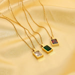 Load image into Gallery viewer, Rectangular Crystal Pendant Necklace
