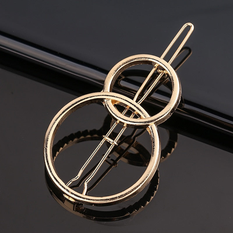 Gold Metal Geometric Hairpin