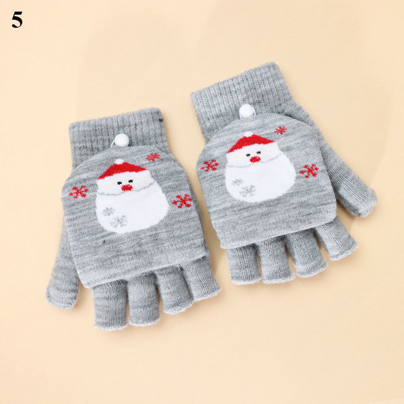 Knitted Fingerless Christmas Gloves