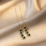 Load image into Gallery viewer, Luxury Green Square Drop Earrings
