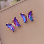 Load image into Gallery viewer, Rainbow Crystal Butterfly Stud Earrings
