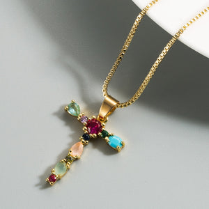 Colorful Crystal Initial Necklace