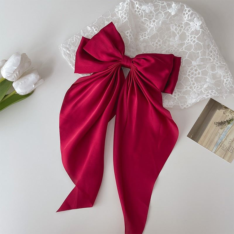 Long Satin Hair Bow