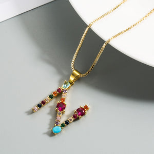 Colorful Crystal Initial Necklace