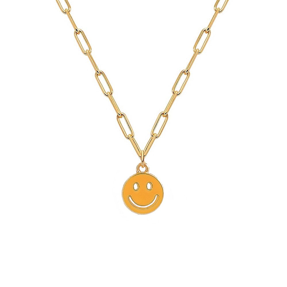 Colorful Smiley Face Pendant Necklace