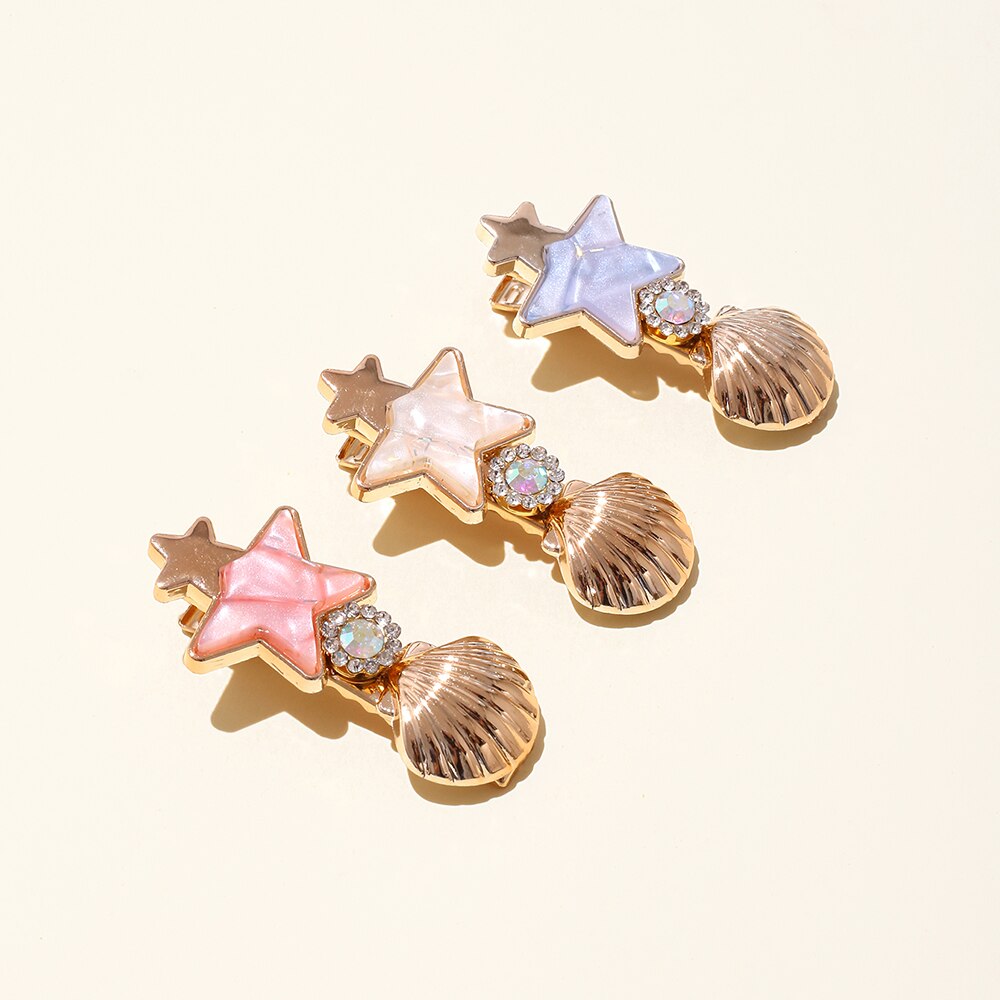 Golden Metal Seashell Hairpin Set