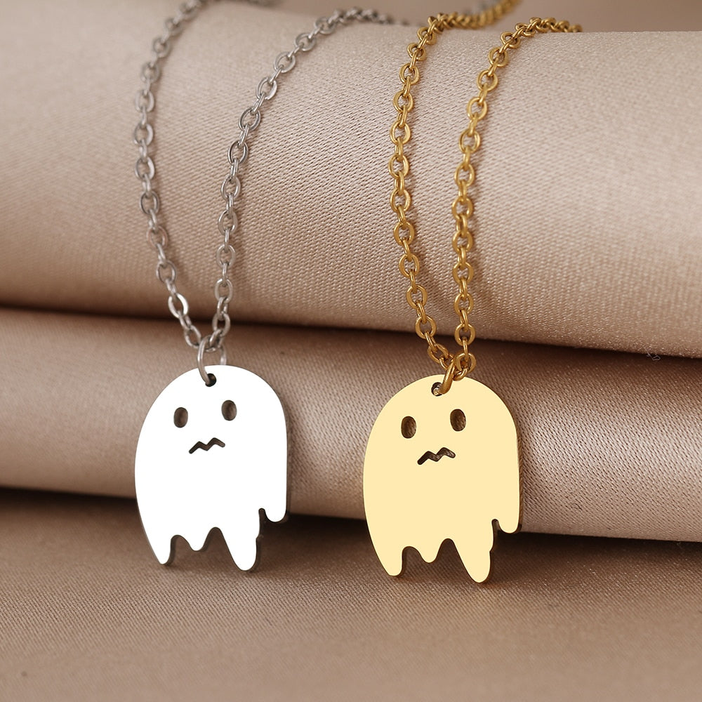 Tiny Ghost Dainty Pendant Necklace