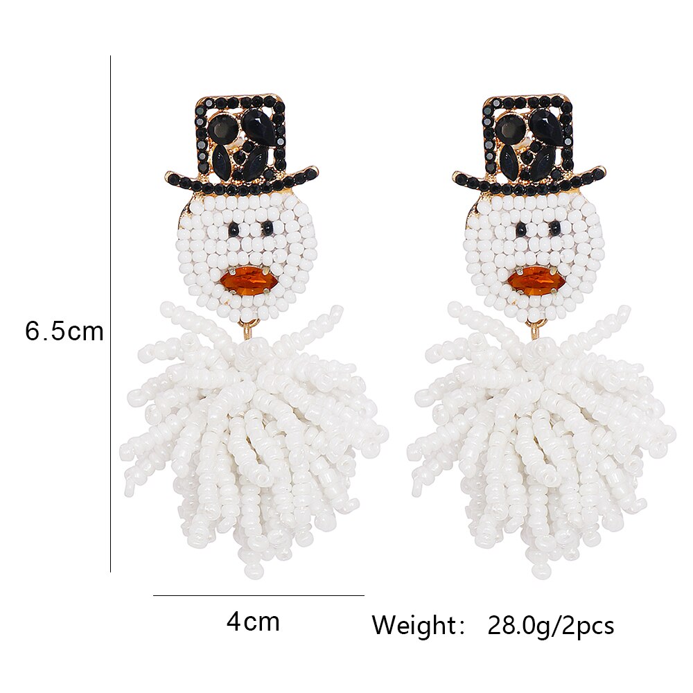 Crystal & Beaded Snowman Earrings