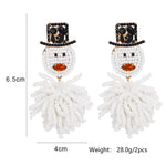 Load image into Gallery viewer, Crystal &amp; Beaded Snowman Earrings
