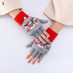 Knitted Fingerless Christmas Gloves