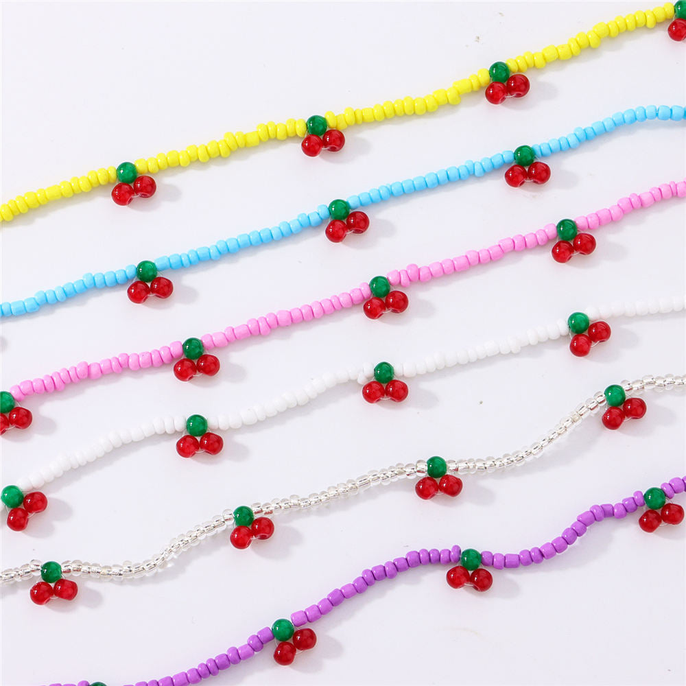 Cherry Beaded Choker Necklace