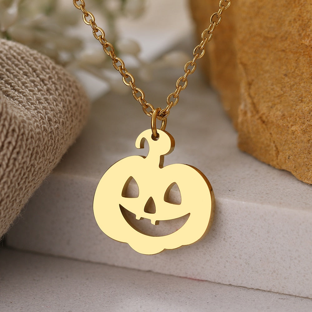Jack O' Lantern Dainty Pendant Necklace