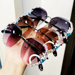 Load image into Gallery viewer, Vintage Rimless Jewel Studded Sunglasses
