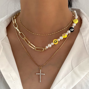 Multilayer Smiley Choker Necklace