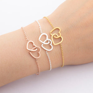 Double Heart Charm Bracelet