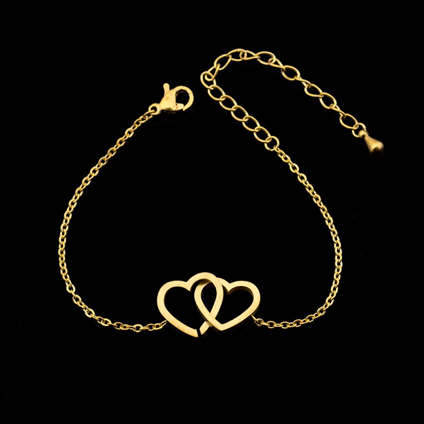 Double Heart Charm Bracelet