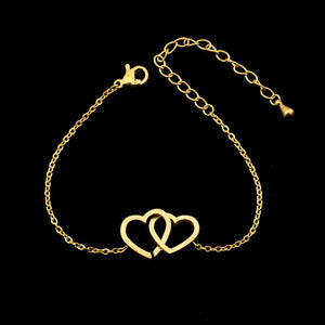 Double Heart Charm Bracelet