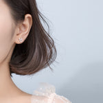 Load image into Gallery viewer, Tiny Silver Crystal Antler Studs
