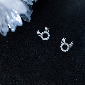 Tiny Silver Crystal Antler Studs
