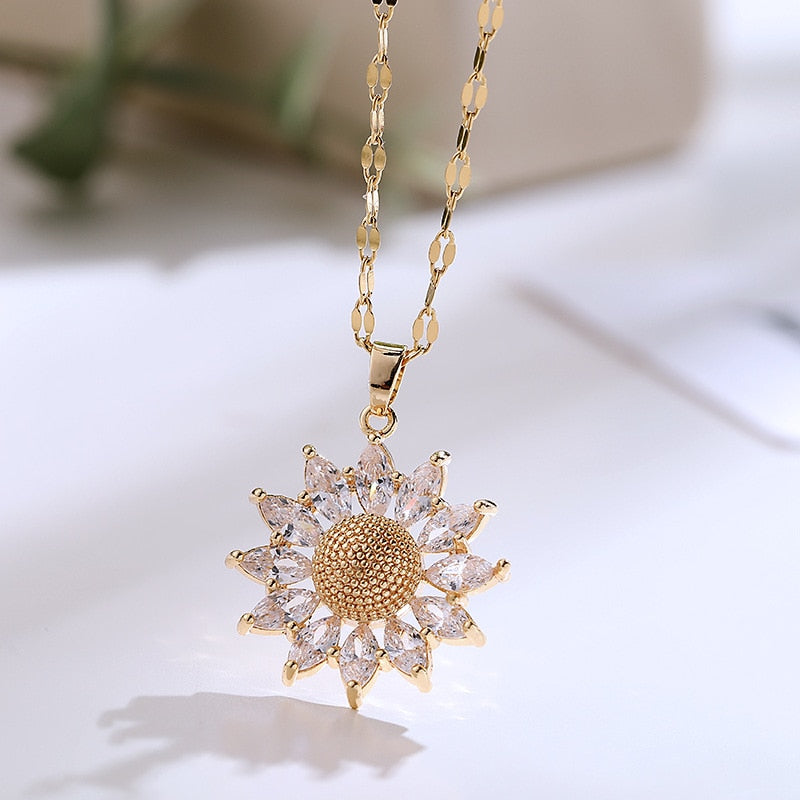 Gold Plated Sunflower Necklace