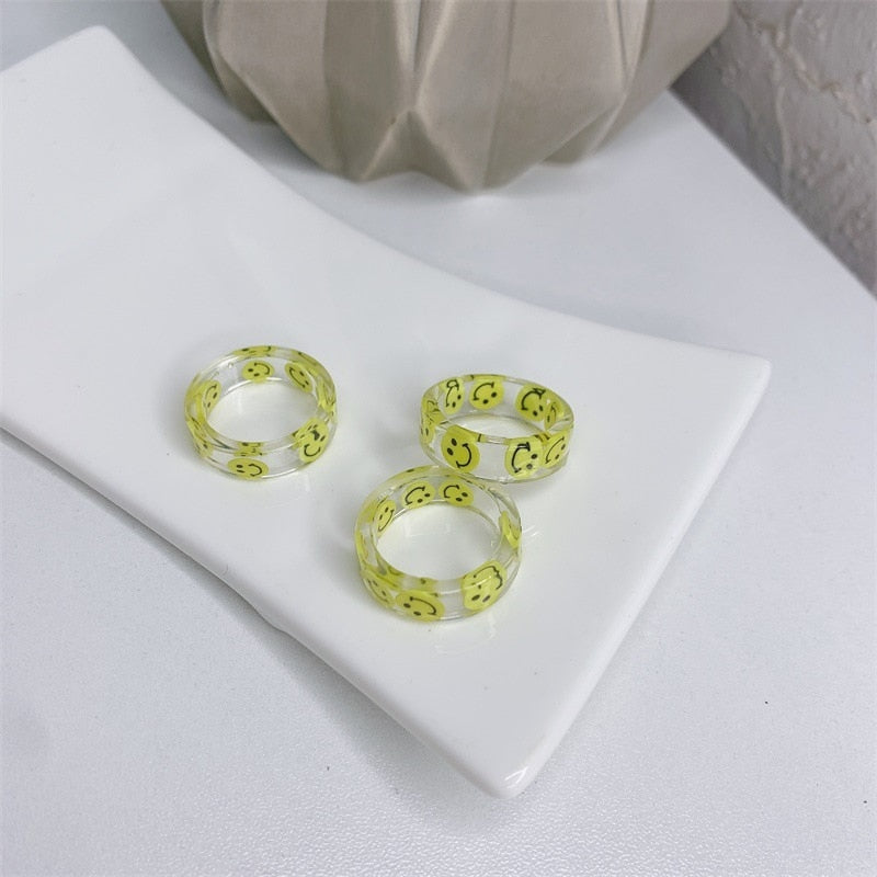 Transparent Acrylic Smiley Ring