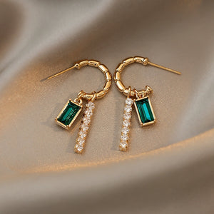 Emerald Baguette Mini Hoop Earrings