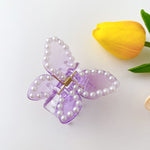 Load image into Gallery viewer, Transparent Beaded Butterfly Hair Claws
