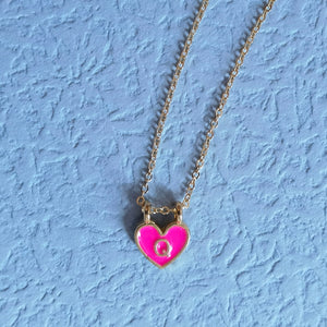 Enamel Heart Initial Necklace