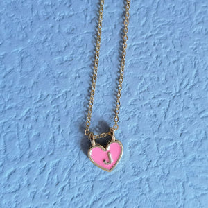 Enamel Heart Initial Necklace