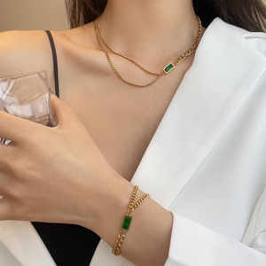 Emerald Crystal Chain Necklace