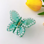 Load image into Gallery viewer, Transparent Beaded Butterfly Hair Claws
